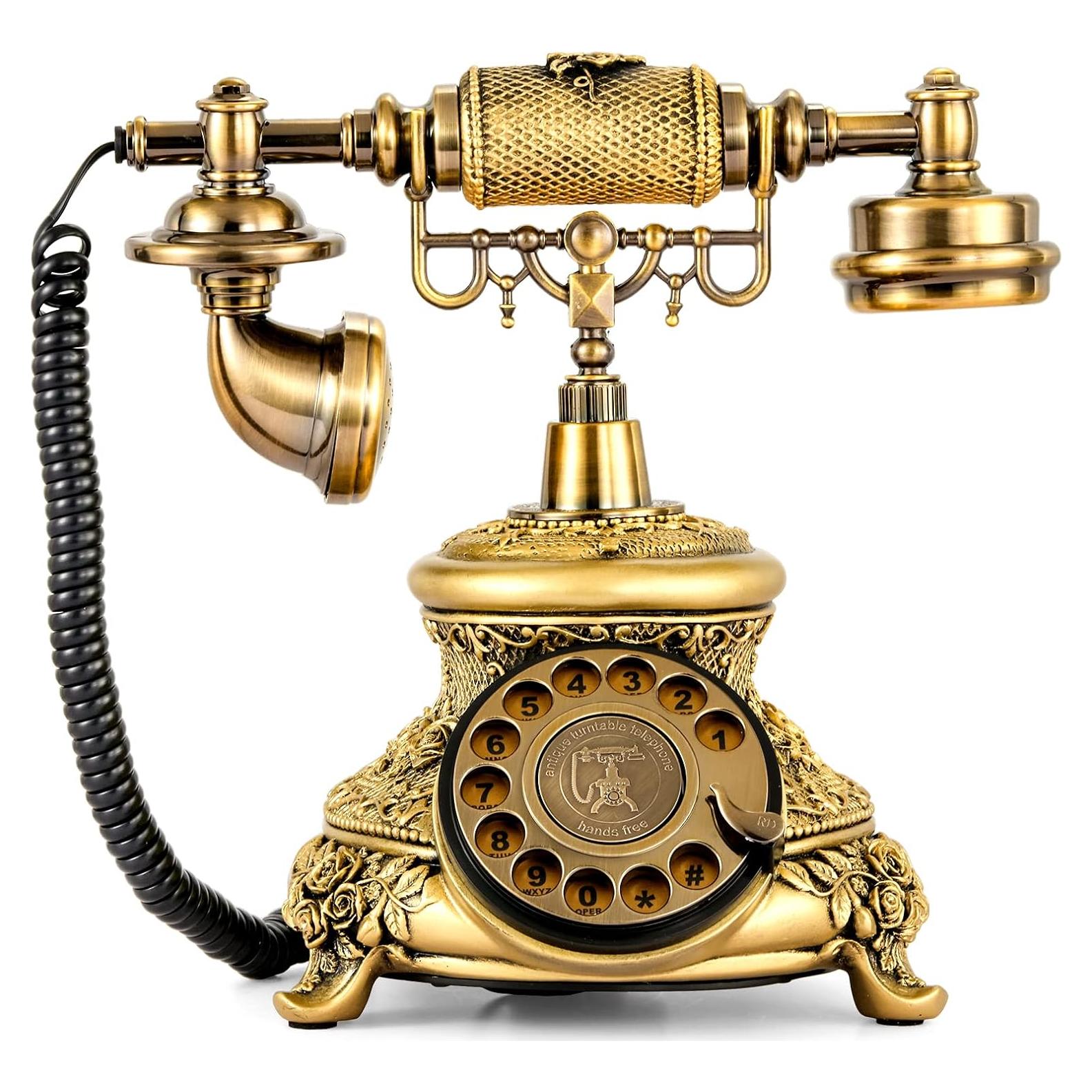 Teléfono Vintage WICHEMI Disco Rotatorio Antiguo Bronce