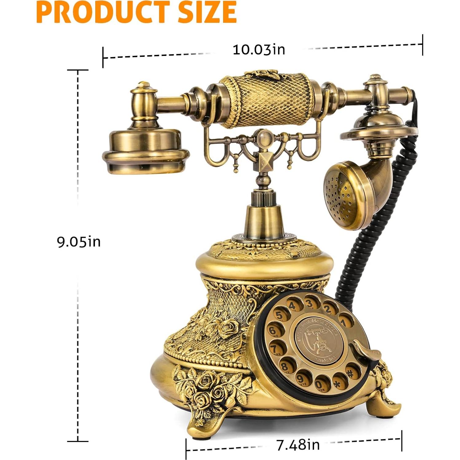 Teléfono Vintage WICHEMI Disco Rotatorio Antiguo Bronce