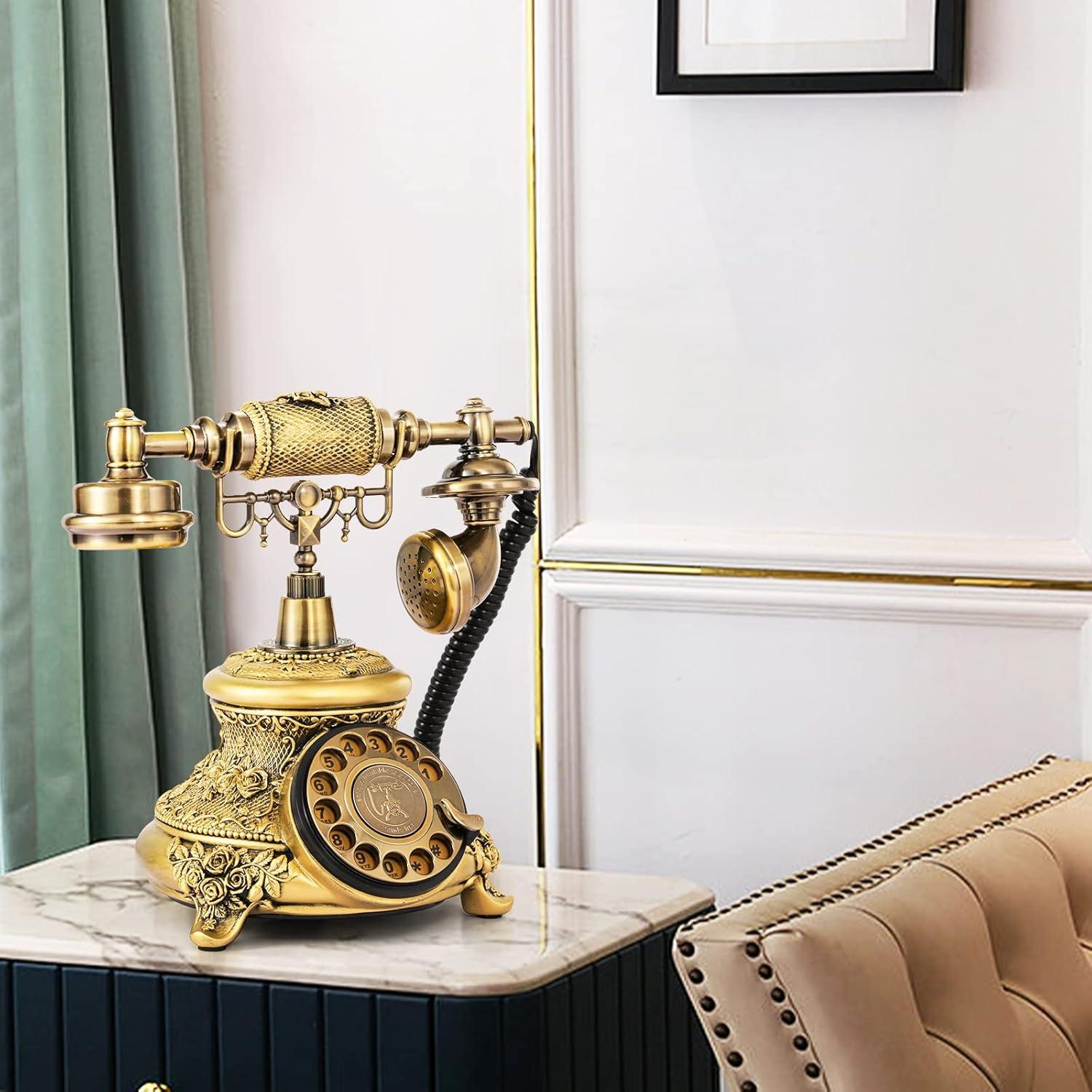 Teléfono Vintage WICHEMI Disco Rotatorio Antiguo Bronce