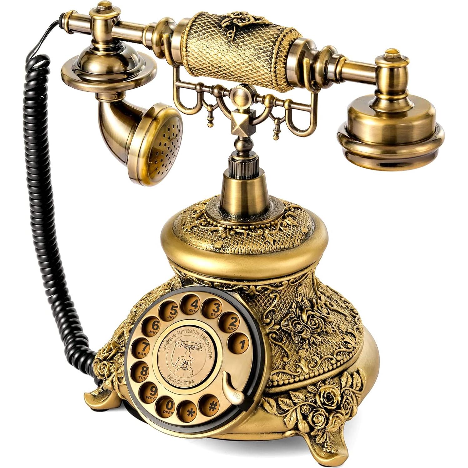 Teléfono Vintage WICHEMI Disco Rotatorio Antiguo Bronce