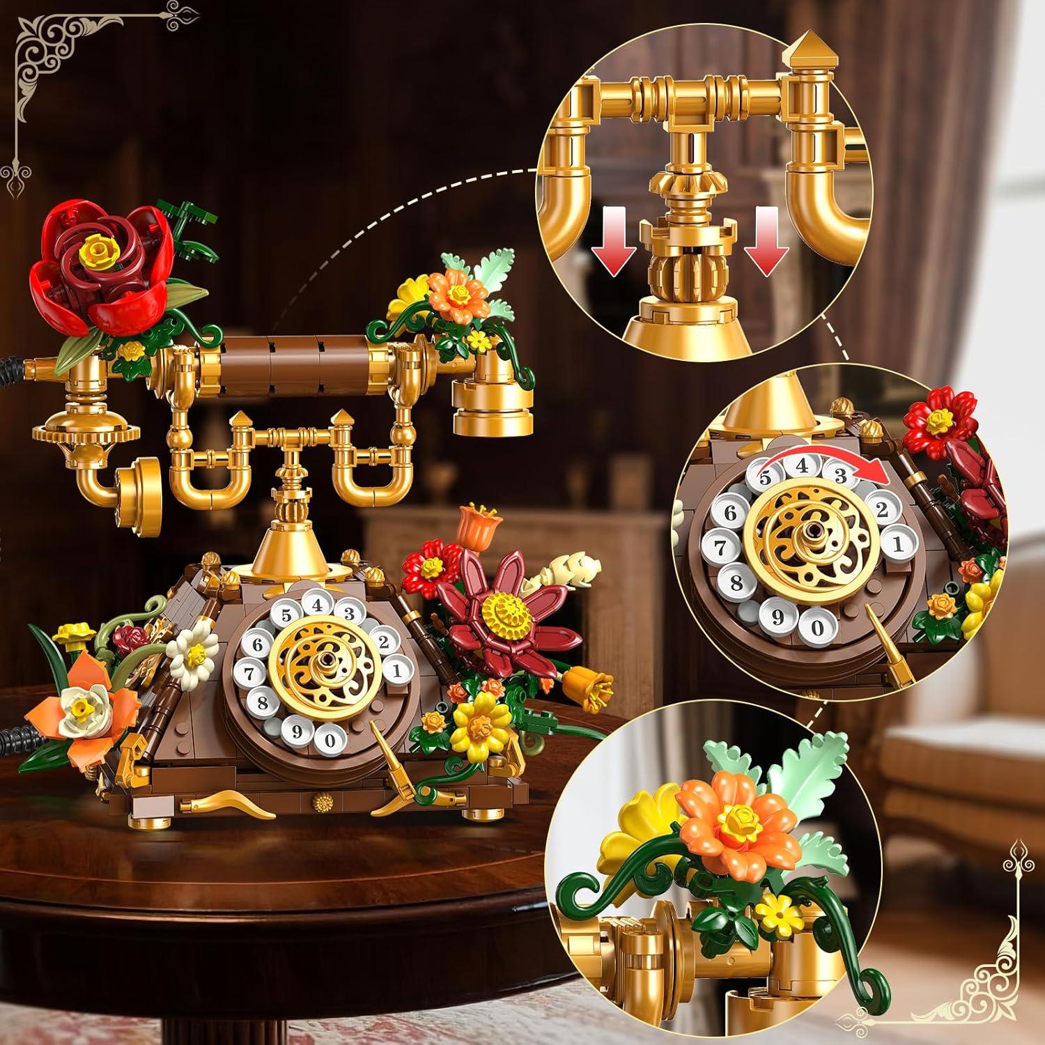 Set de Construcción Retro Teléfono y Reloj PLAXSOON 882 Piezas