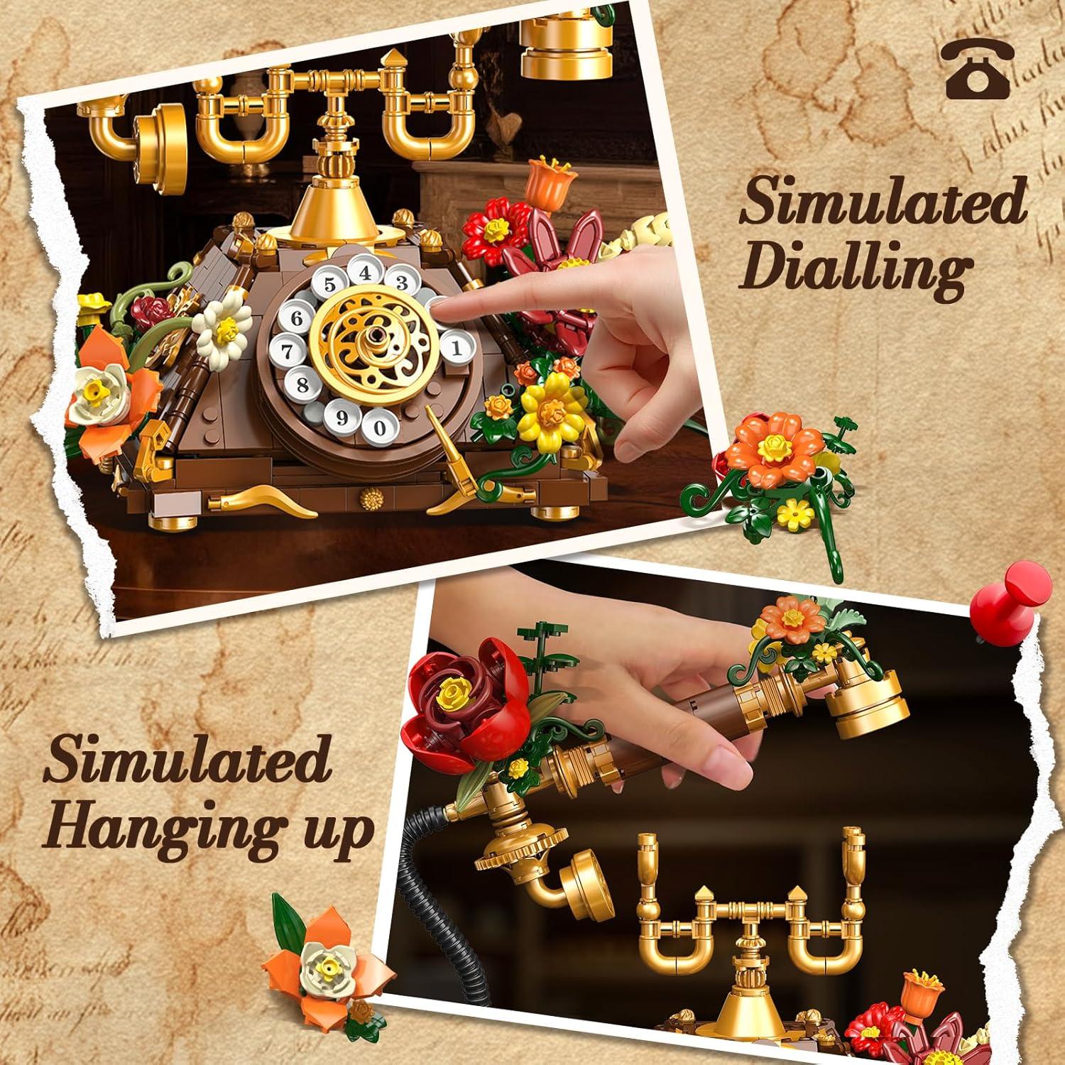 Set de Construcción Retro Teléfono y Reloj PLAXSOON 882 Piezas