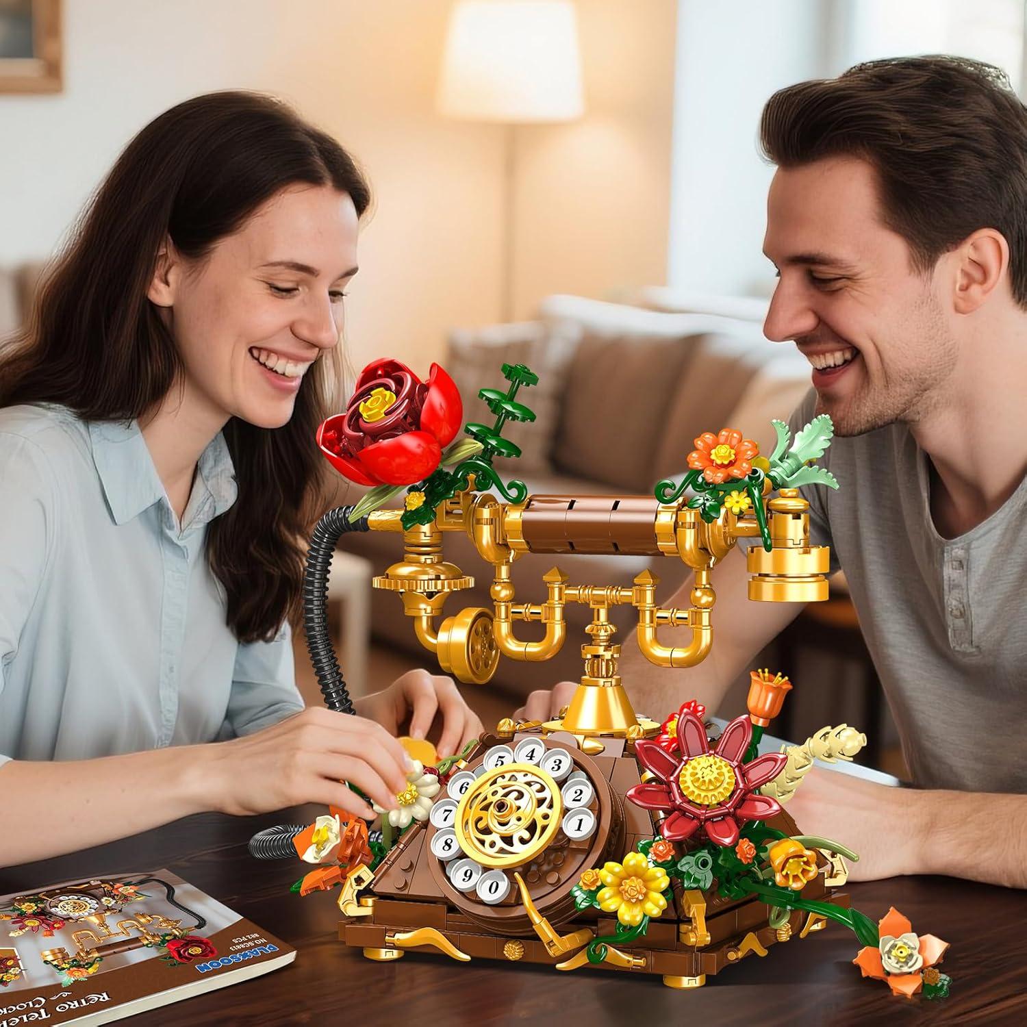 Set de Construcción Retro Teléfono y Reloj PLAXSOON 882 Piezas