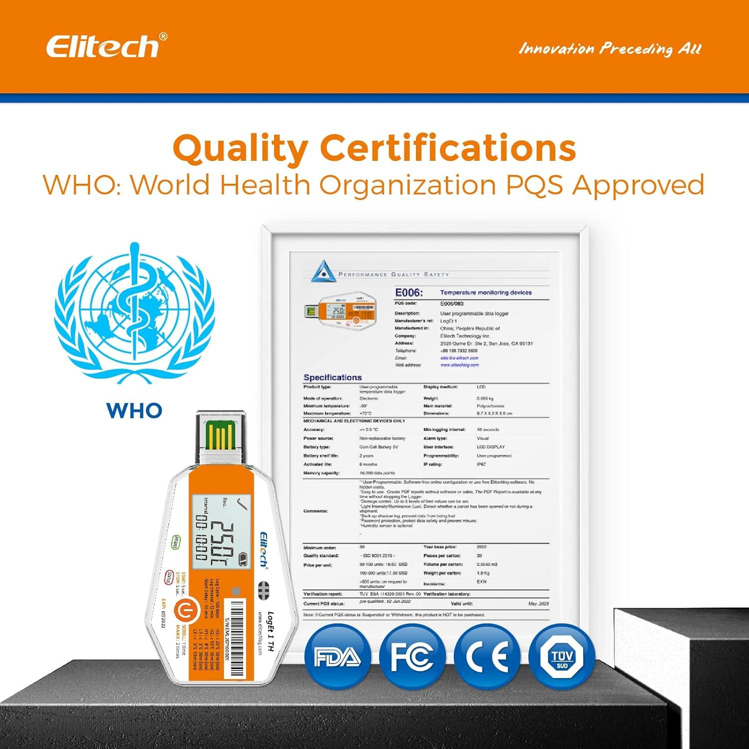 Registradores de Datos de Temperatura y Humedad Elitech 10 Unidades