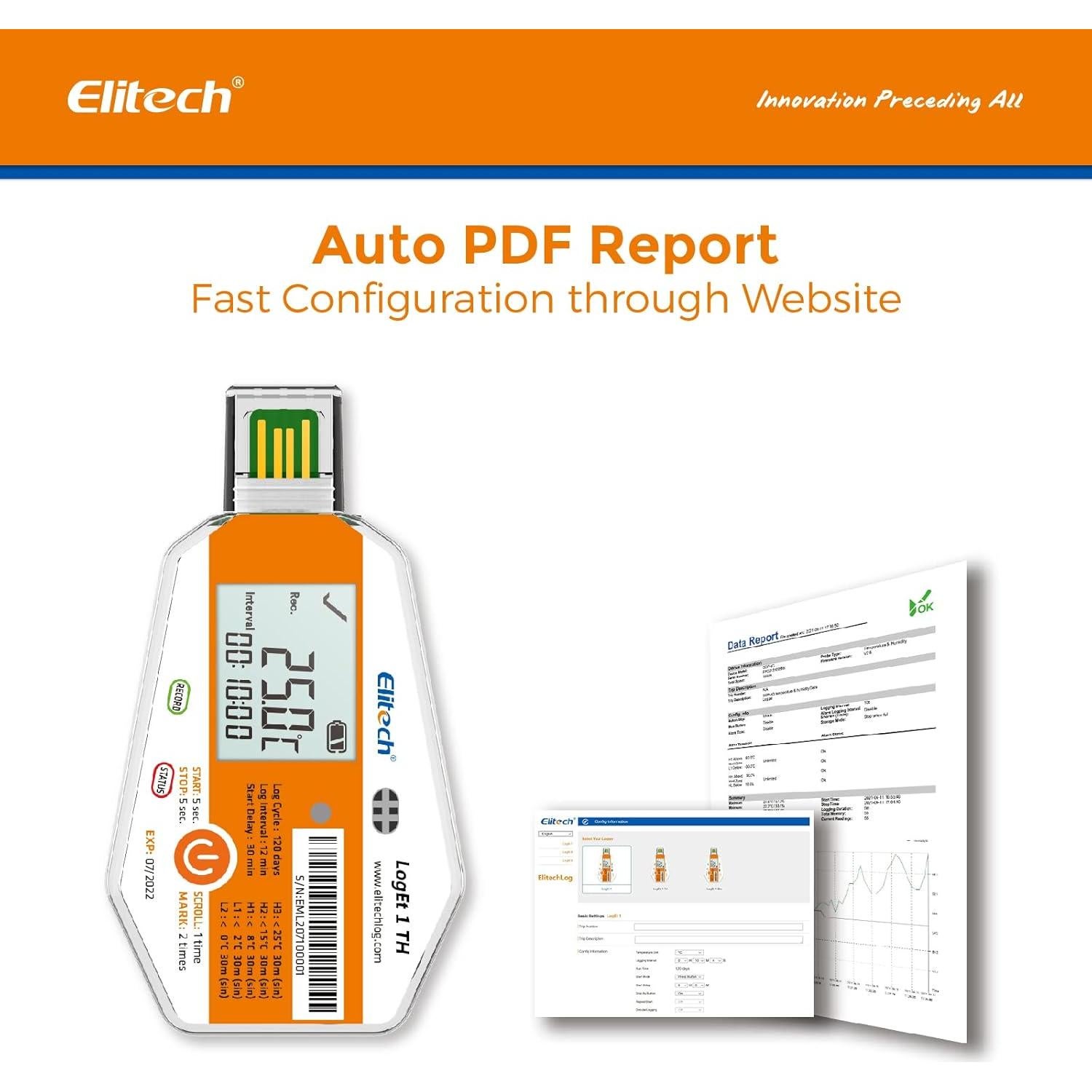 Registradores de Datos de Temperatura y Humedad Elitech 10 Unidades