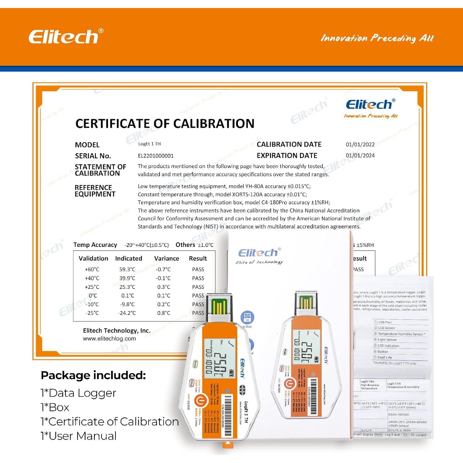 Registradores de Datos de Temperatura y Humedad Elitech 10 Unidades