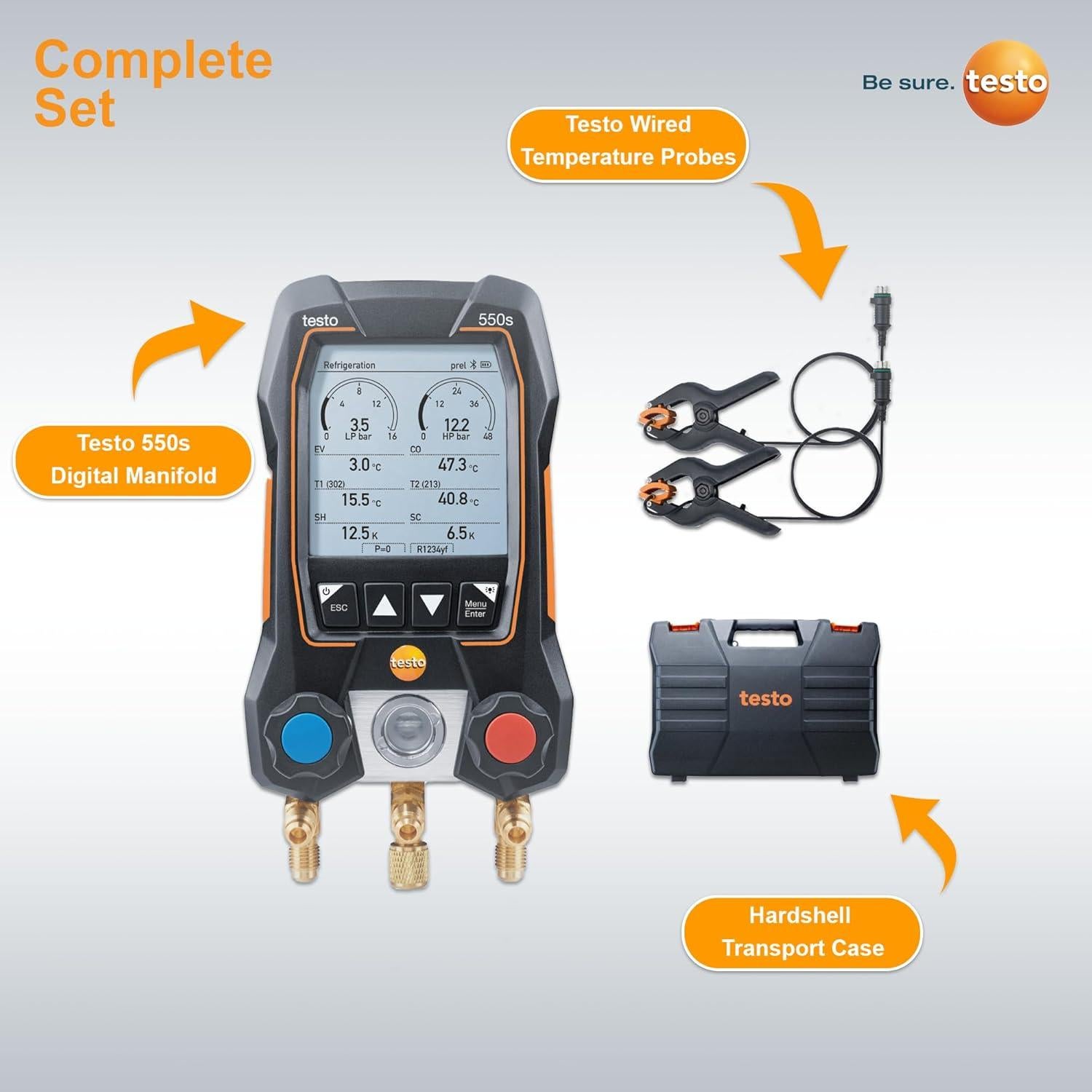 Manómetro Digital Testo 550s con Sondas y Bluetooth - Kit HVAC
