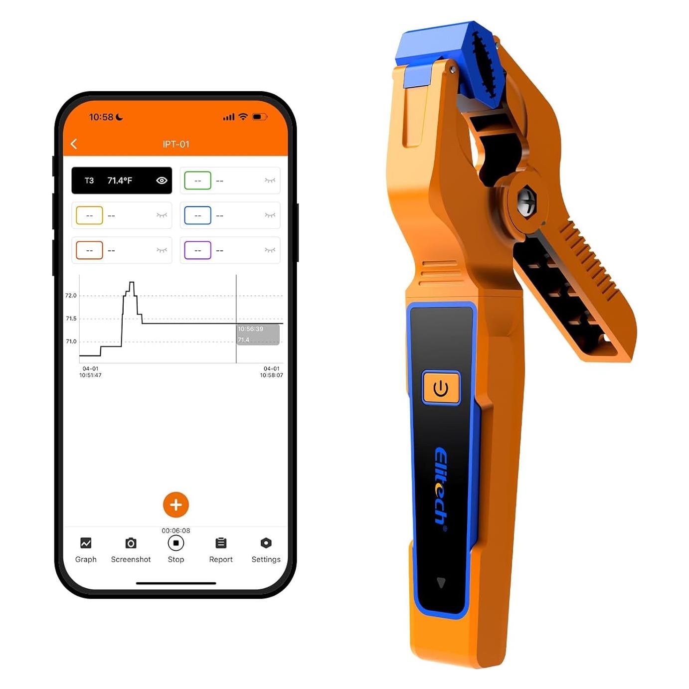 Pinza de Temperatura Inalámbrica Elitech IPT-01 - Termómetro Tipo T