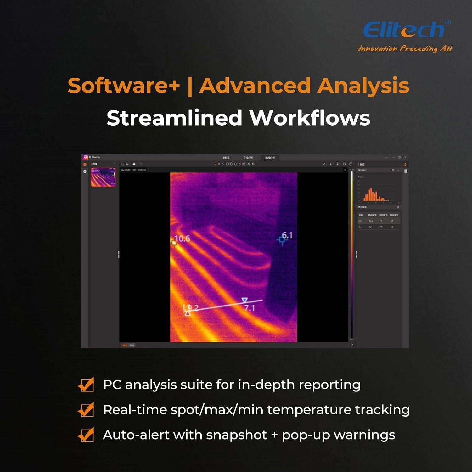 Cámara Termográfica Elitech TIC-210 - 256x192, Infrarroja, 32GB