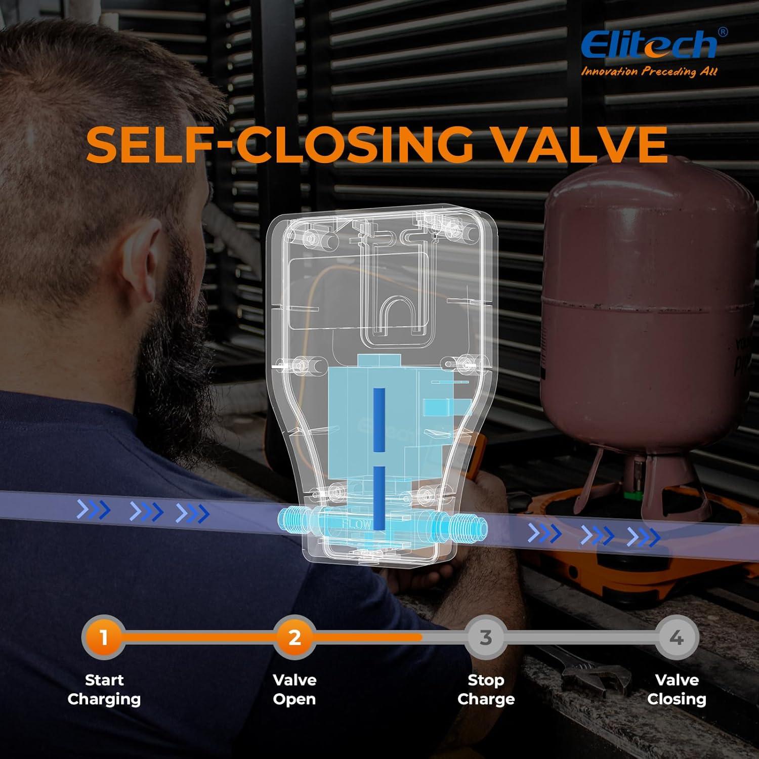 Válvula de Carga Electrónica Elitech para Escala de Refrigerante