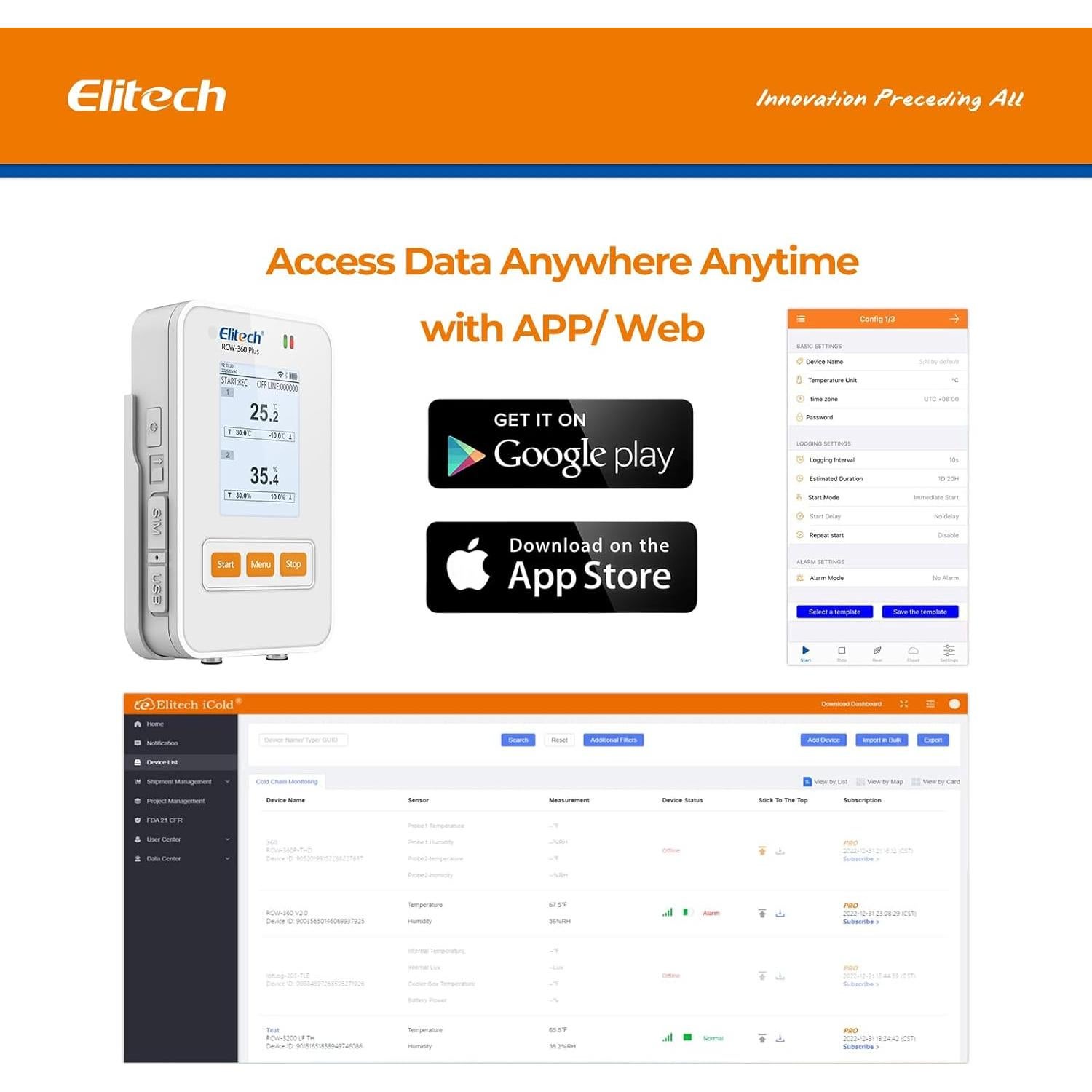 Registrador de Datos de Temperatura y Humedad Elitech RCW-360Plus