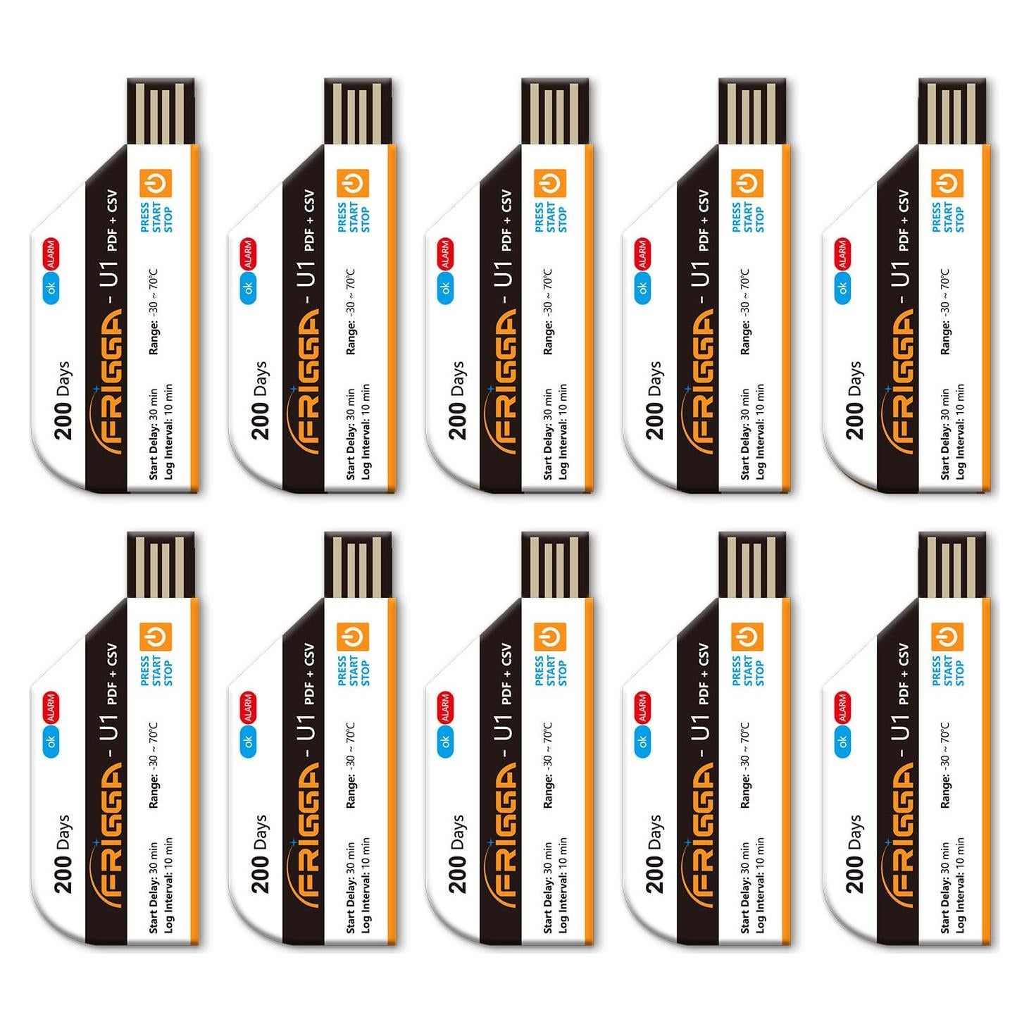 Registrador de Datos de Temperatura Frigga U1 - 10 Piezas, USB, Precisión Alta