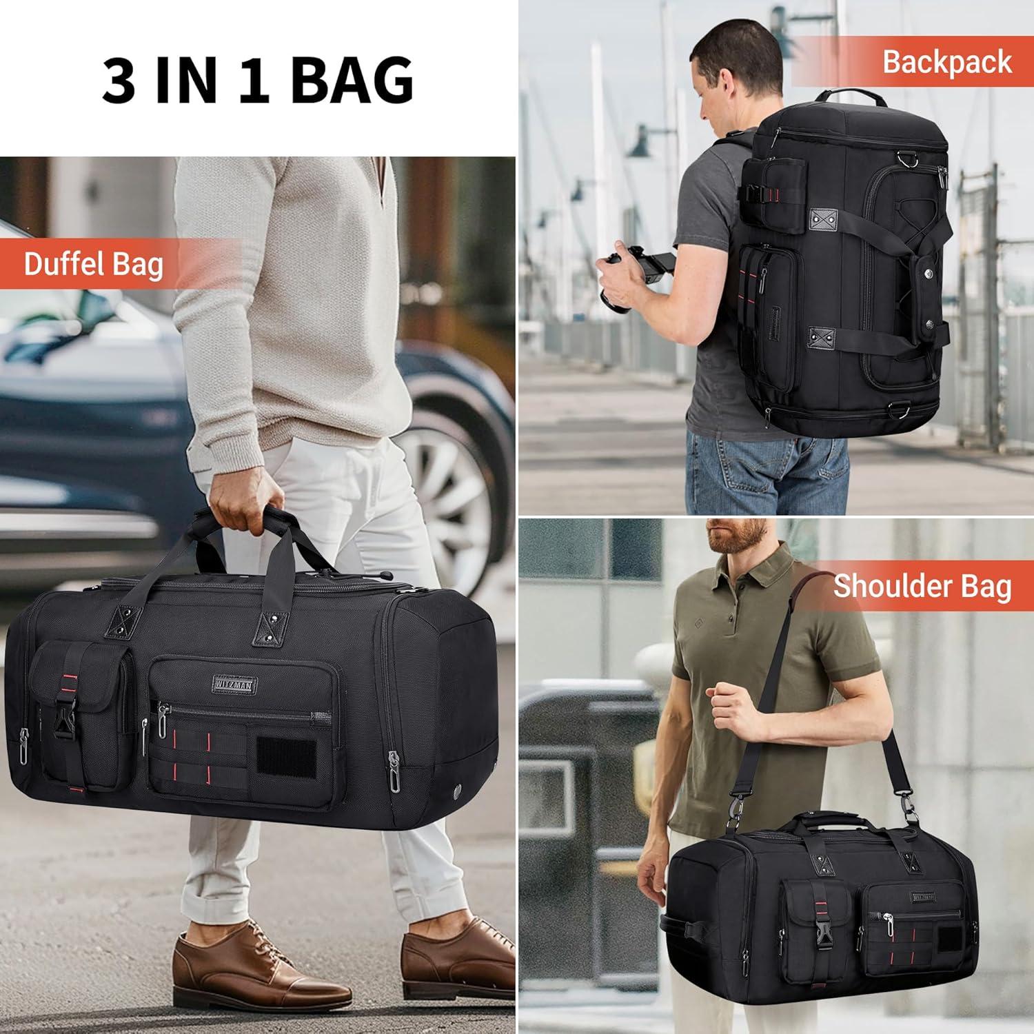 Bolsa de Viaje Duffel WITZMAN 3 en 1 para Hombres Negra