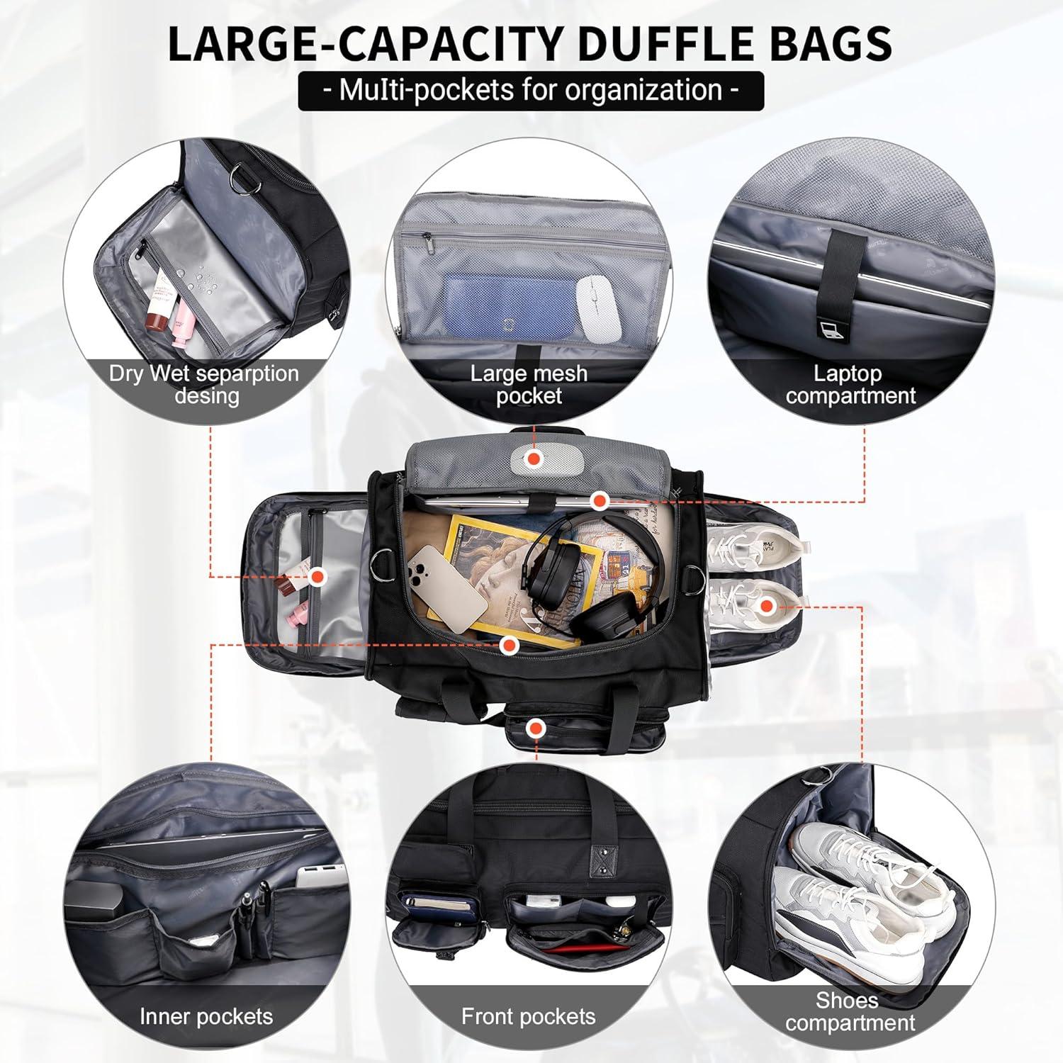 Bolsa de Viaje Duffel WITZMAN 3 en 1 para Hombres Negra