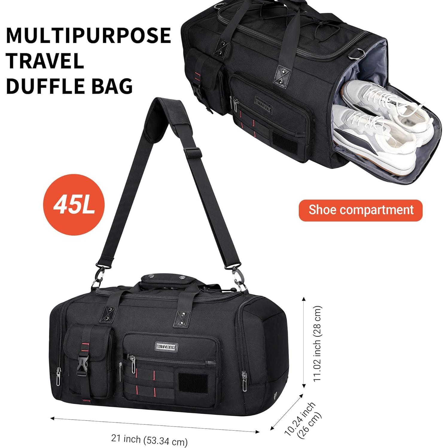 Bolsa de Viaje Duffel WITZMAN 3 en 1 para Hombres Negra