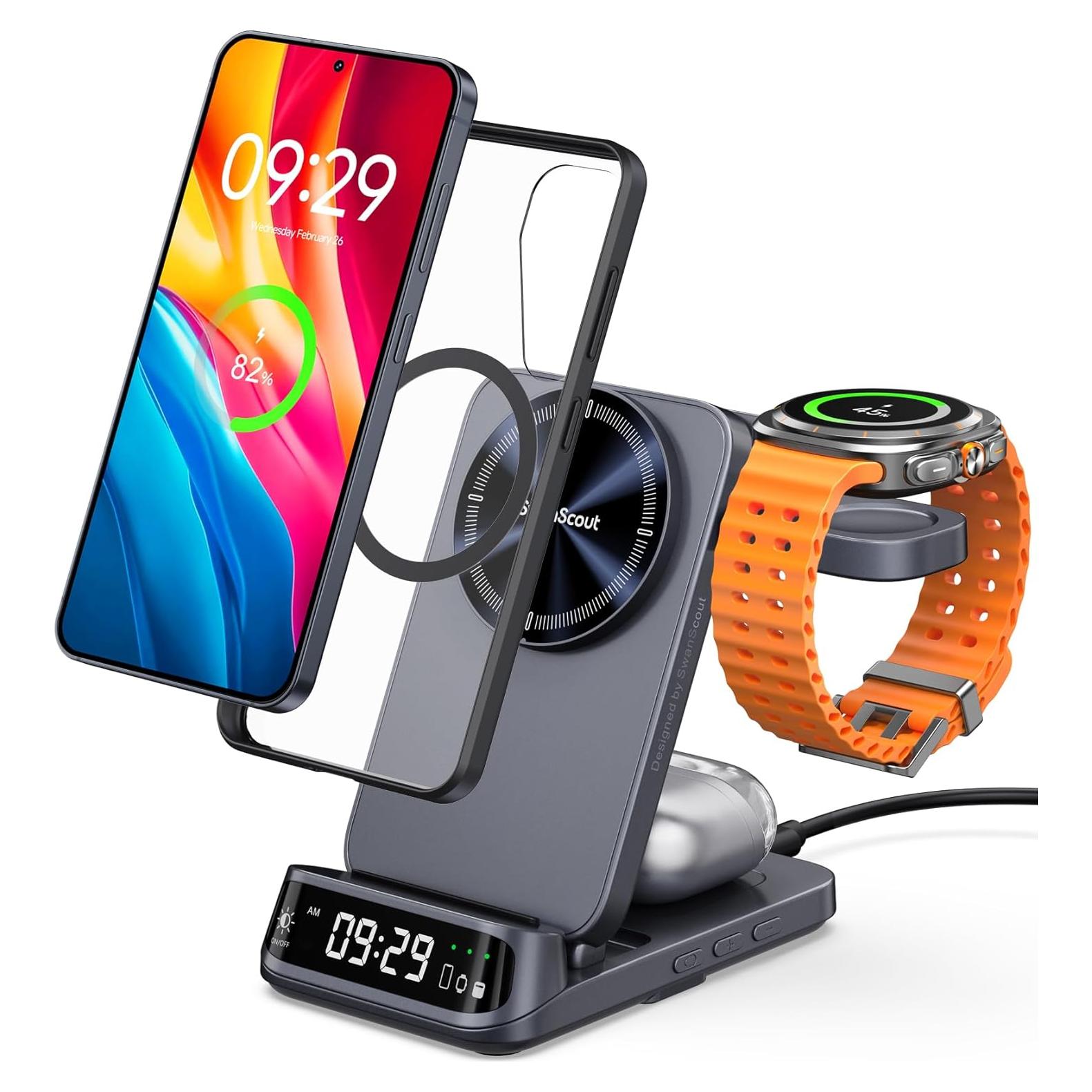 Estación de Carga Inalámbrica Magnética SwanScout 708SM 3-en-1