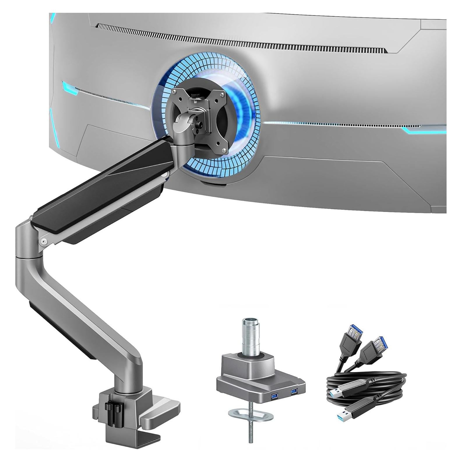 Brazo de Monitor ARES WING Ajustable 13-49" con USB Gris