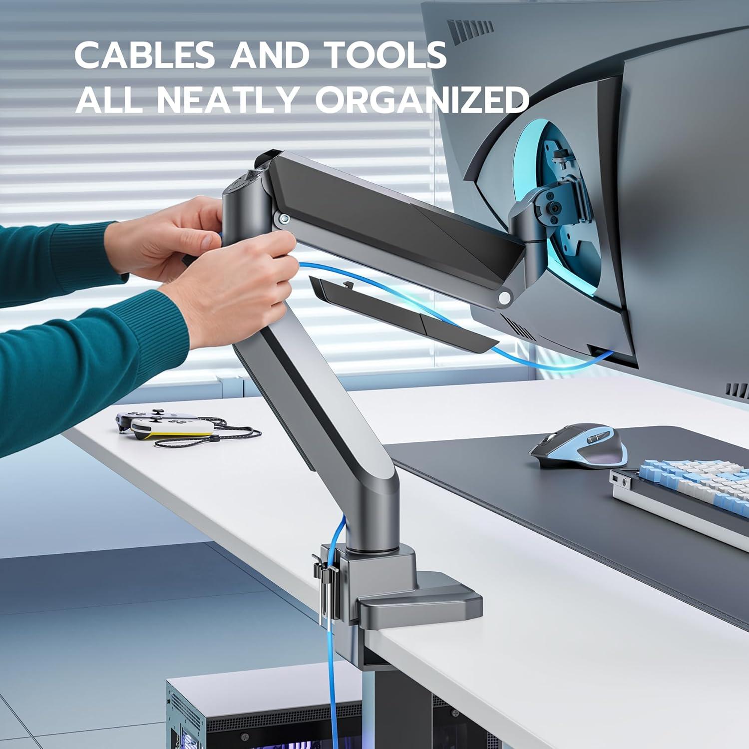 Brazo de Monitor ARES WING Ajustable 13-49" con USB Gris