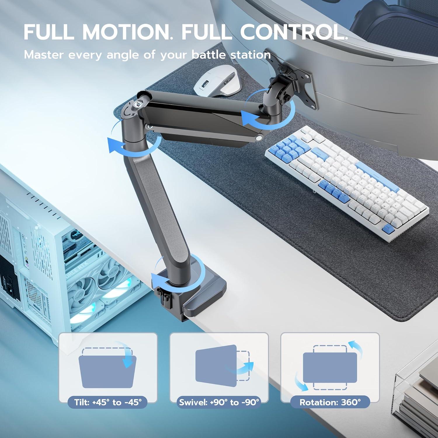 Brazo de Monitor ARES WING Ajustable 13-49" con USB Gris