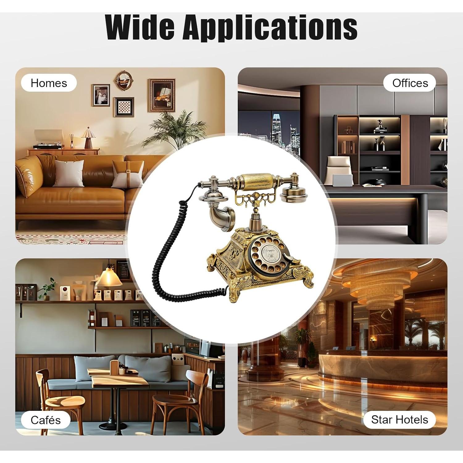 Teléfono Vintage de Disco Retro Kreiaoer Bronce 25.5x17.5cm