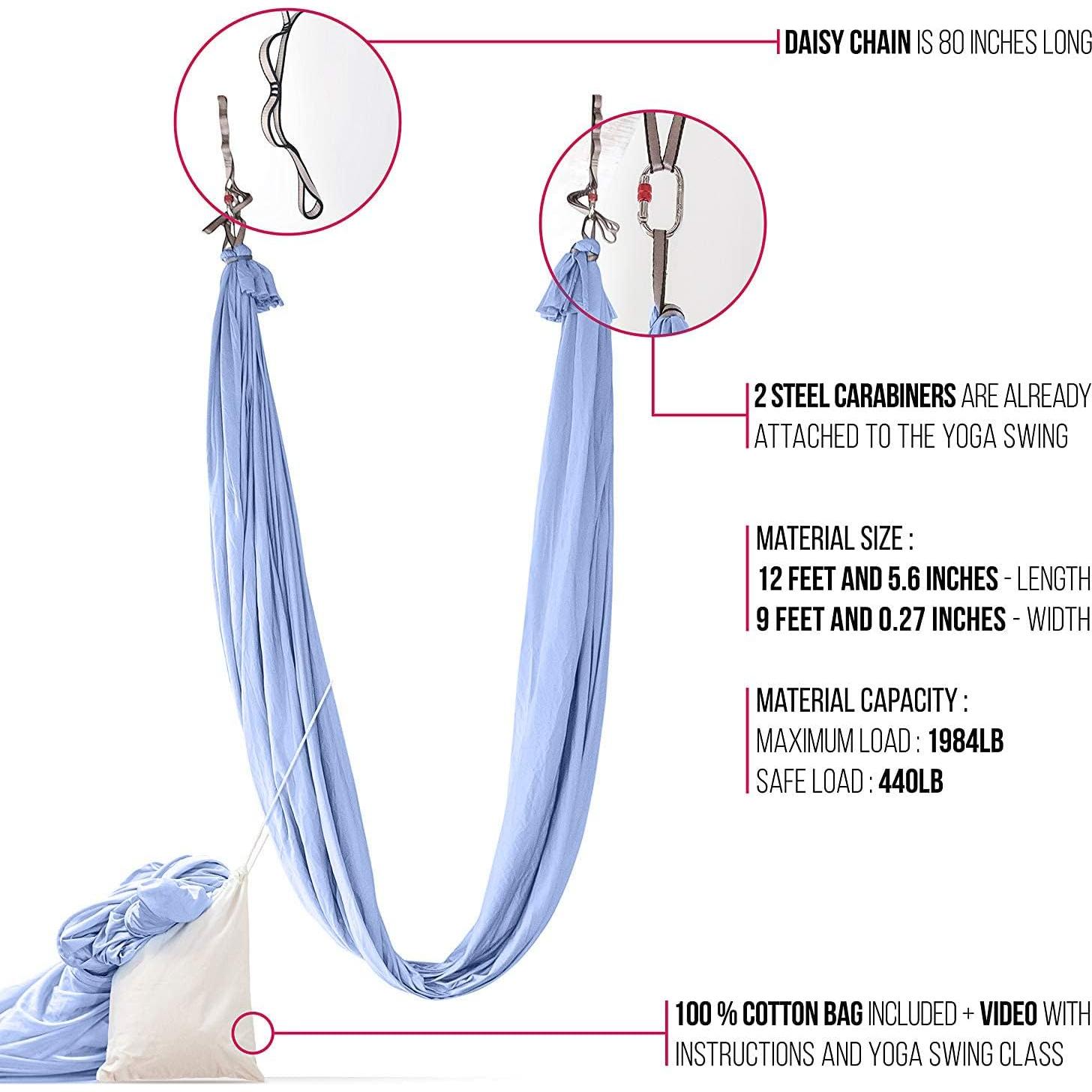 Columpio y Hamaca de Yoga Aéreo HEALTHYMODELLIFE Seda Azul