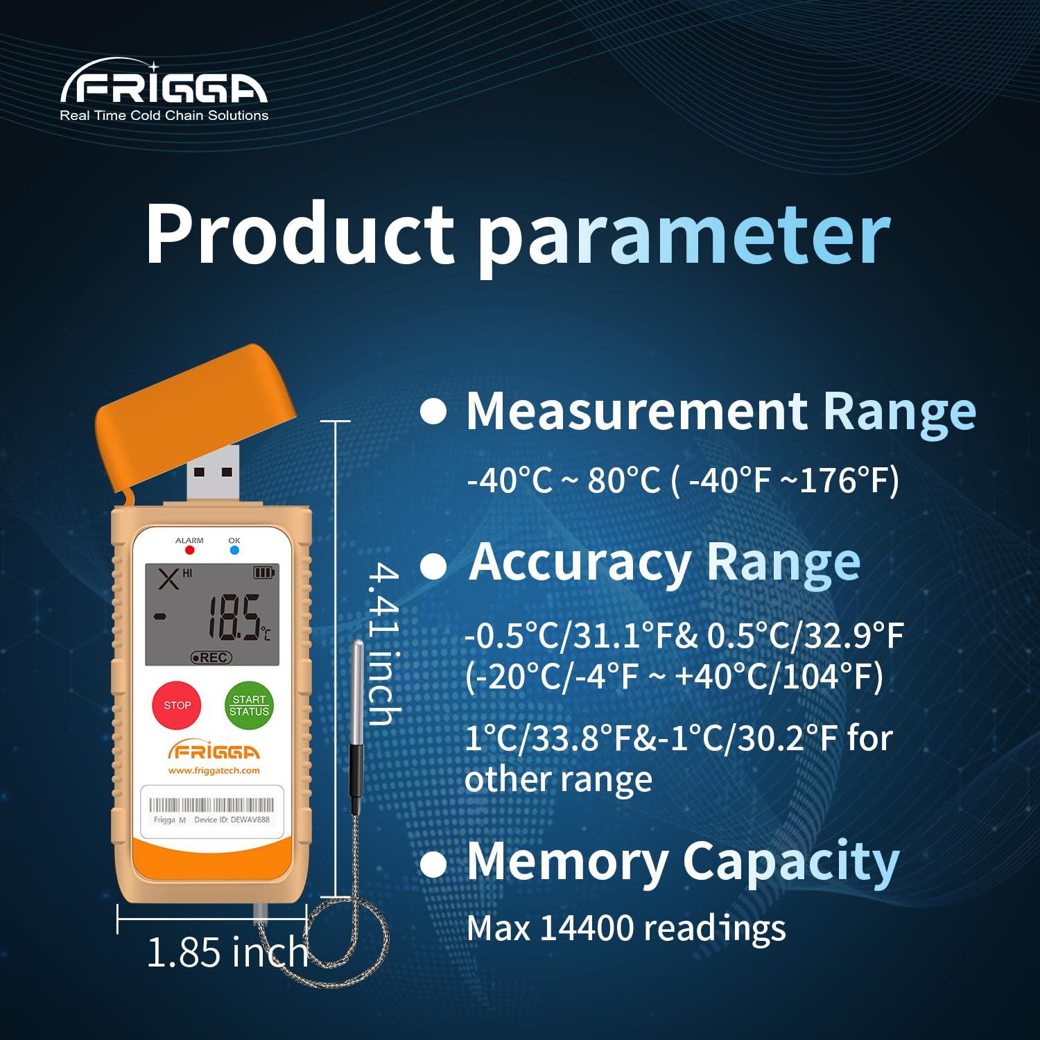 Registrador de Datos de Temperatura Frigga M1E con Sonda Externa