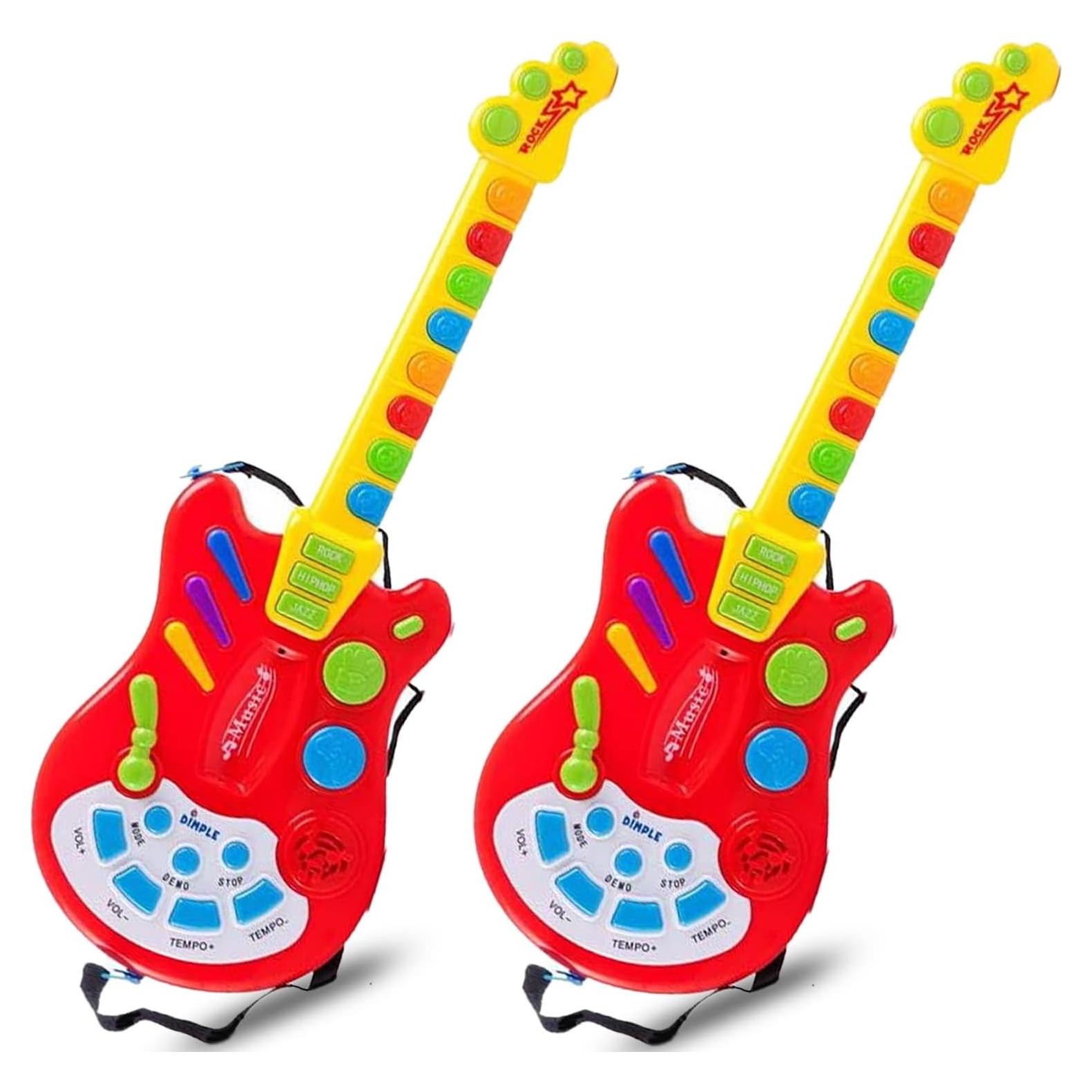Guitarra Electrónica DimpleChild para Niños 2 Paquete Rojo