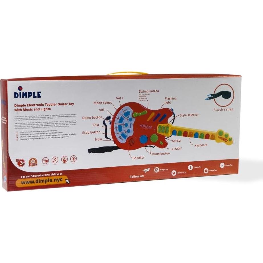 Guitarra Electrónica DimpleChild para Niños 2 Paquete Rojo