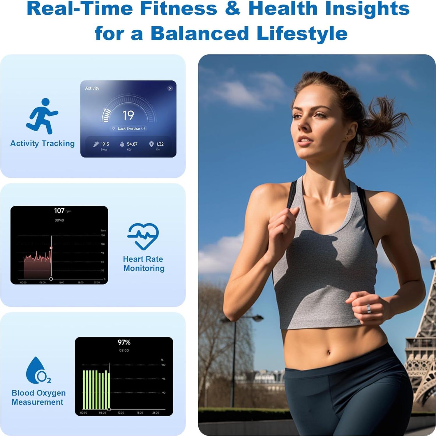 Anillo Inteligente SEEKZERO Plata Talla 10 - Fitness y Salud