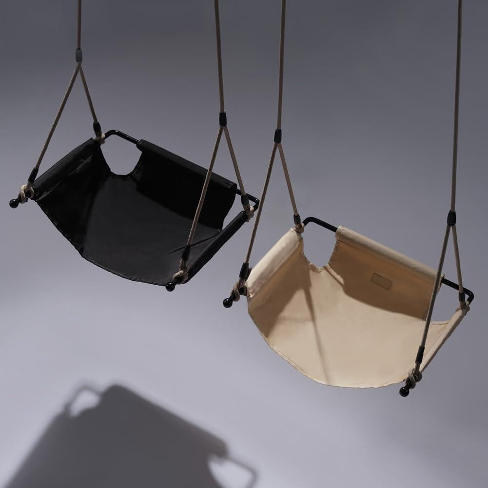 Silla Colgante Minimalista ROPECUBE Beige Ajustable 180 cm