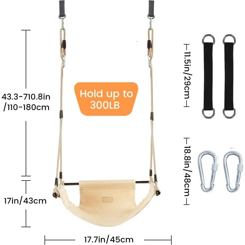 Silla Colgante Minimalista ROPECUBE Beige Ajustable 180 cm