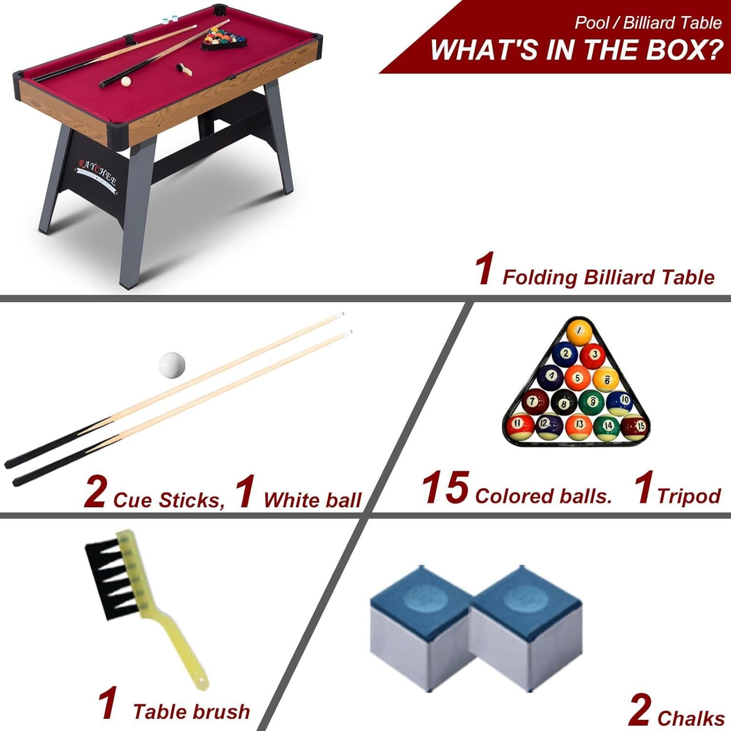 Mesa de Billar Portátil REAHOISY 48" Madera Ingenierizada