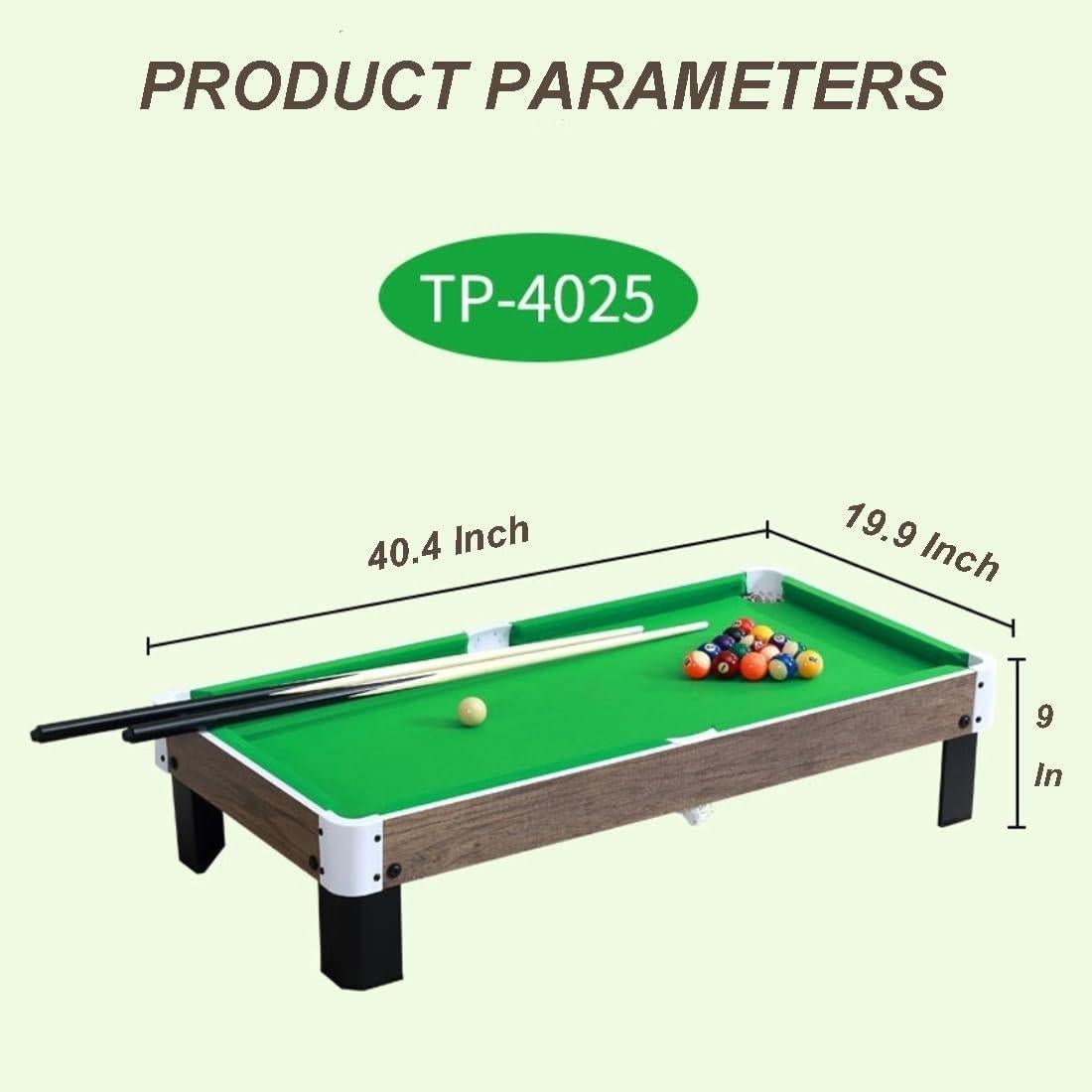 Mesa de Billar Mini Ovewibi 101.6x50.8cm Verde/Gris