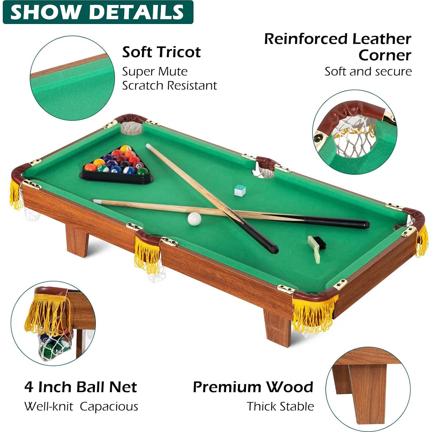 Mesa de Billar Mini REAHOISY 91.4x45.7 cm Completa