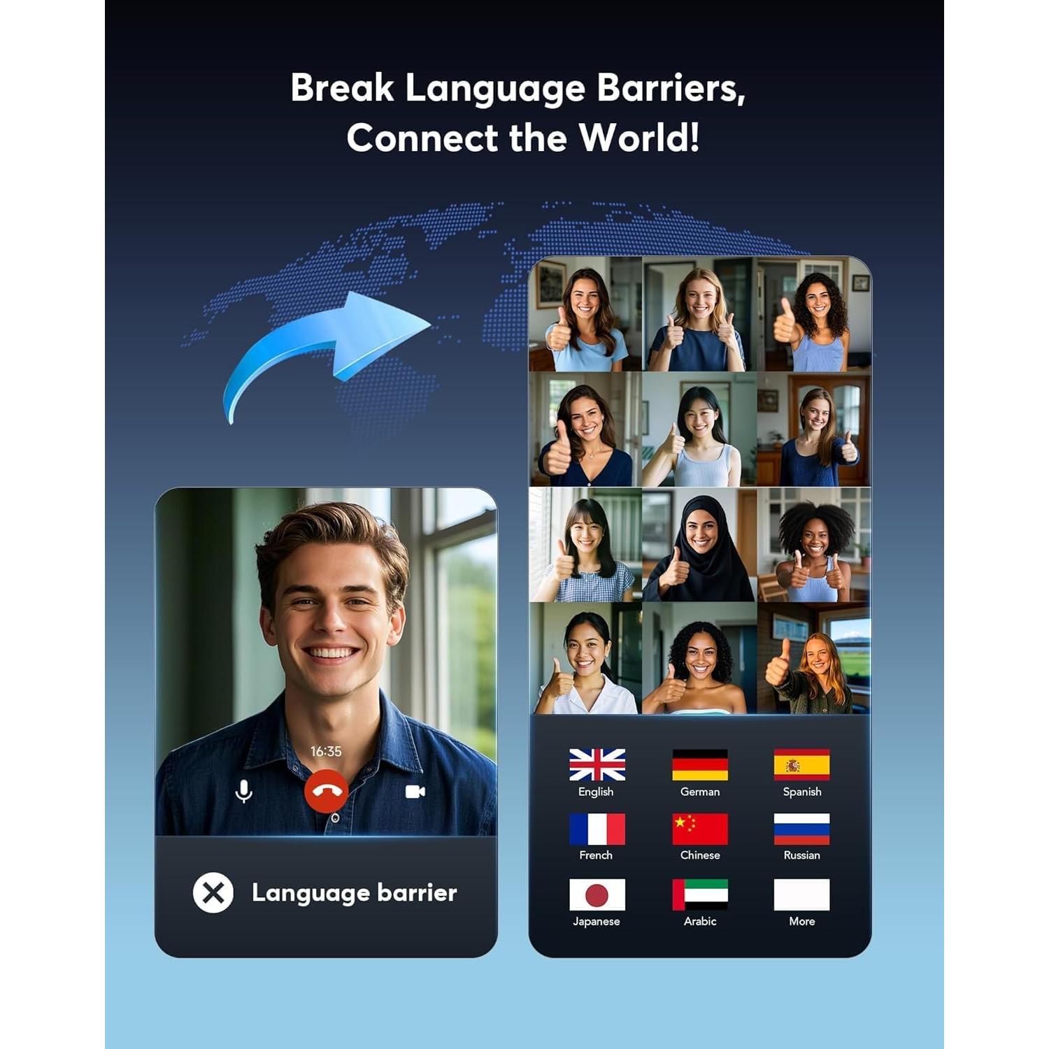 Auriculares Traductores AI Paekole Q16 Negro 144 Idiomas