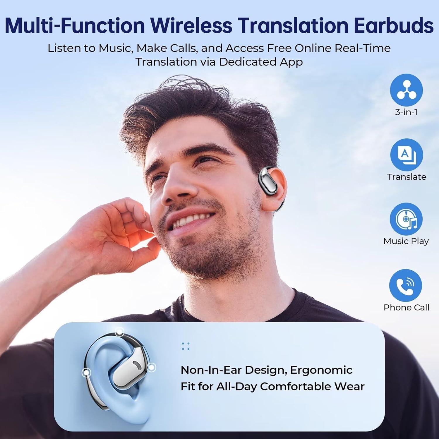 Auriculares de Traducción Bluetooth SENPUKI 144 Idiomas Negro