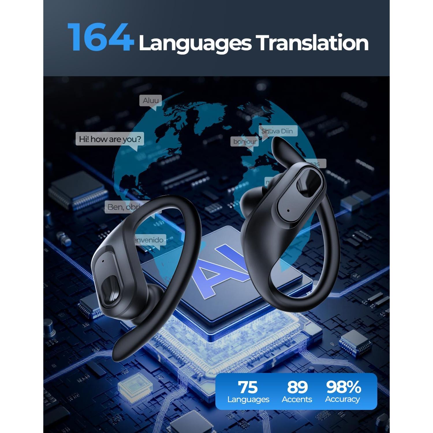Auriculares Traductores AI Occiam T9 - 164 Idiomas, 96H Batería