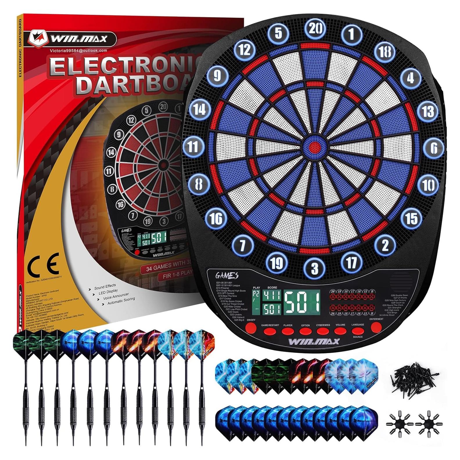 Tablero de Dardos Electrónico WIN.MAX SP02 con 12 Dardos