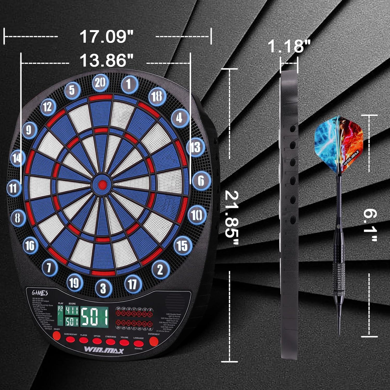 Tablero de Dardos Electrónico WIN.MAX SP02 con 12 Dardos