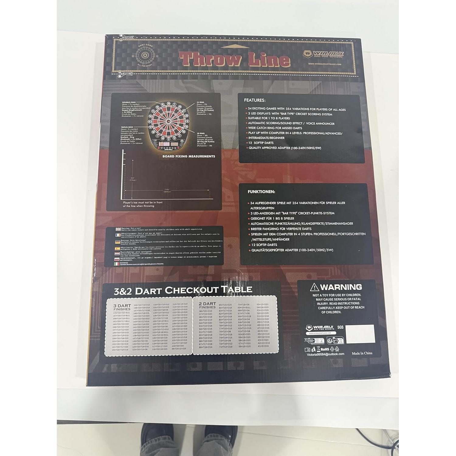 Tablero de Dardos Electrónico WIN.MAX SP02 con 12 Dardos