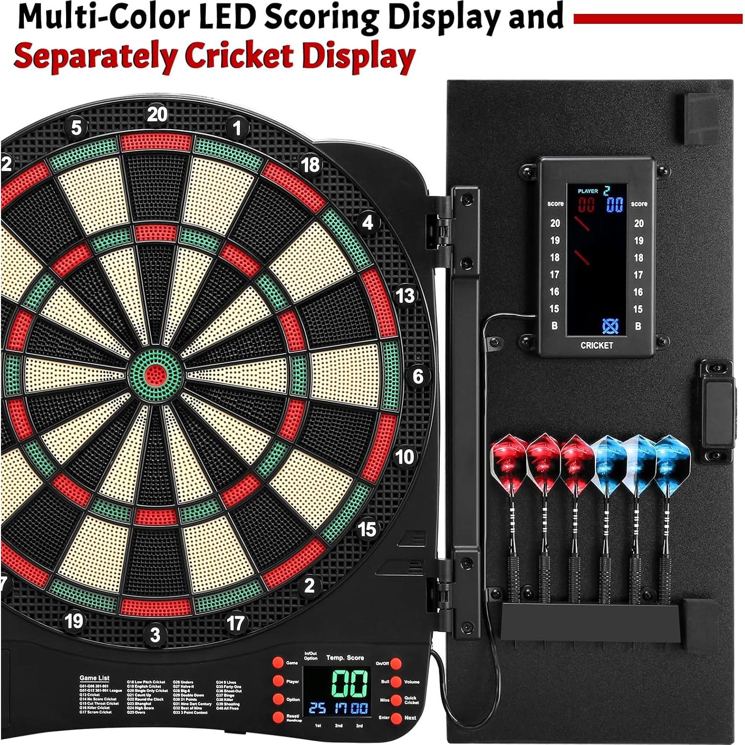 Gabinete de Dardos Electrónicos Haoteey con Marcador LED 40 Juegos