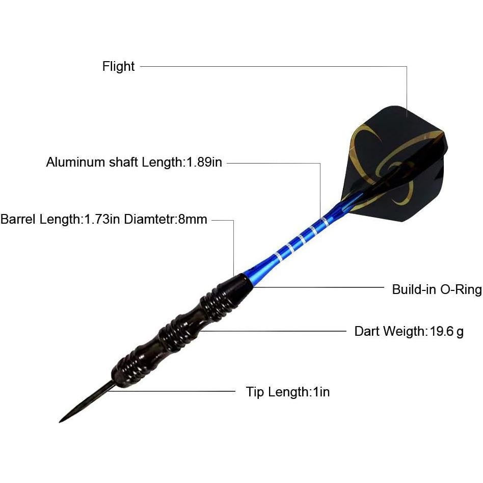 Conjunto de Dardos de Punta de Acero WINSDART 12 Pack con Barriles de Hierro