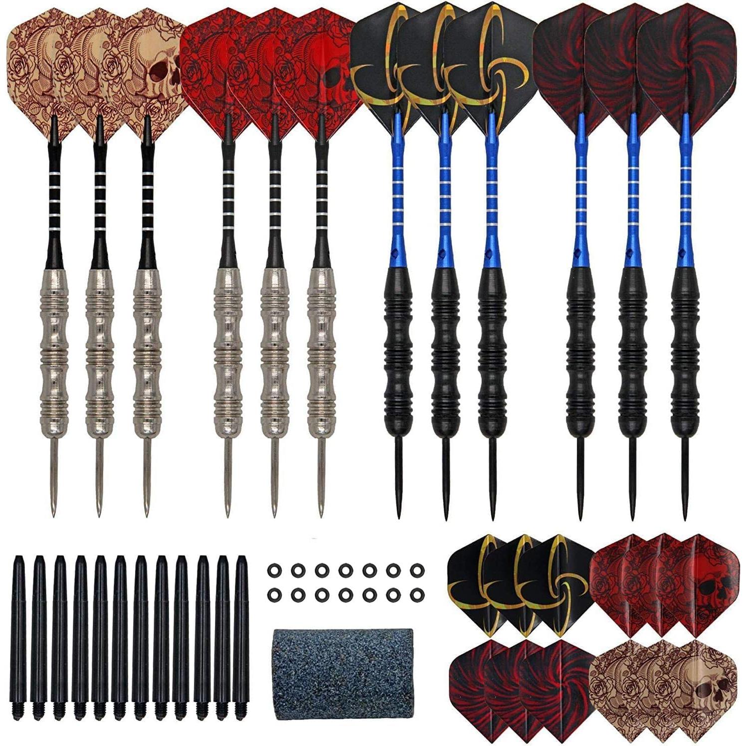 Conjunto de Dardos de Punta de Acero WINSDART 12 Pack con Barriles de Hierro