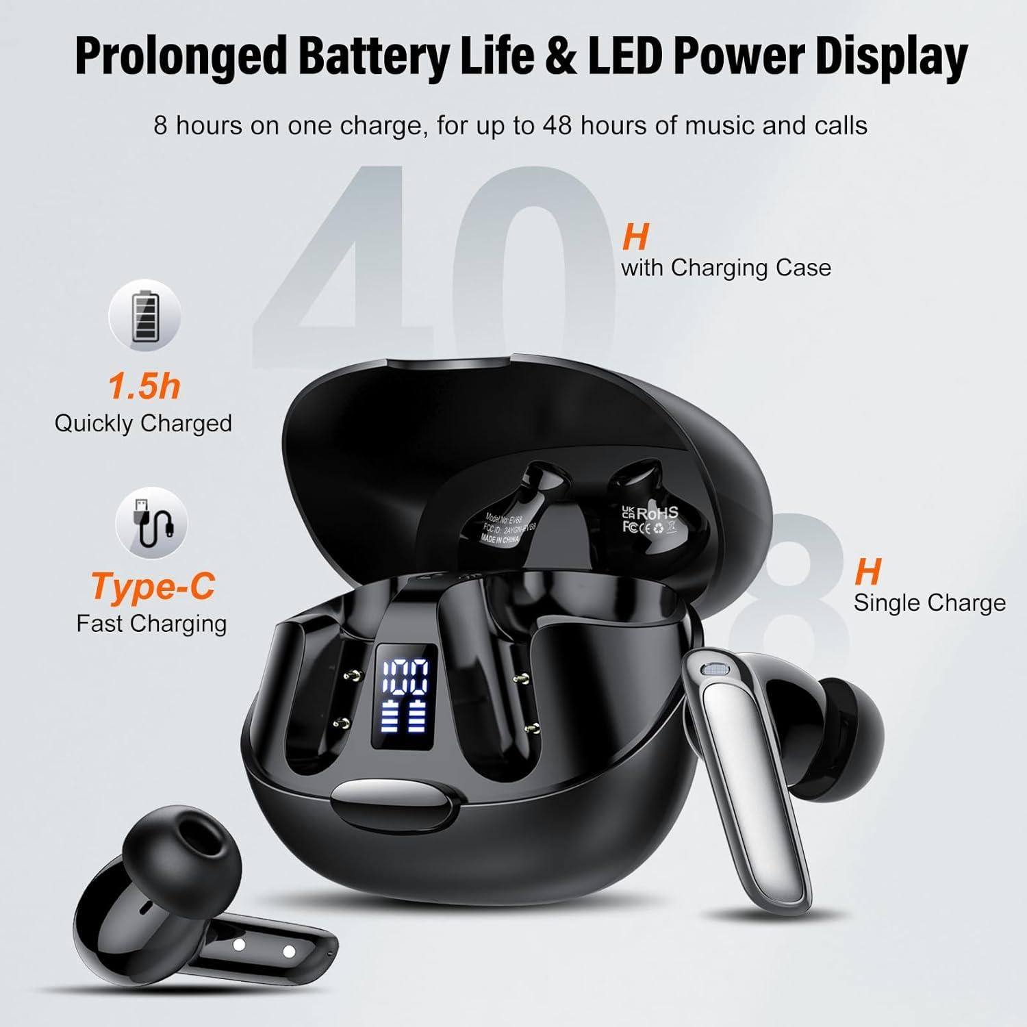 Auriculares Traductores AI Puqo EV68 Bluetooth 5.3 48h