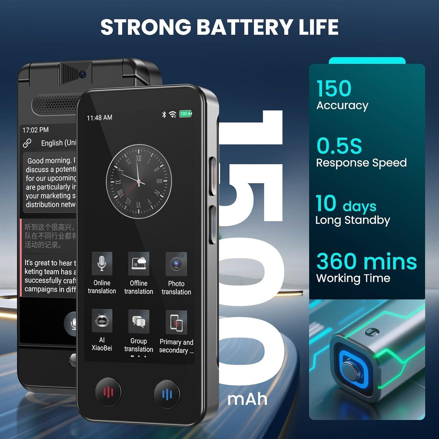 Traductor de Idiomas AI FLTIDUNDI A100 Pantalla Doble 150 Idiomas