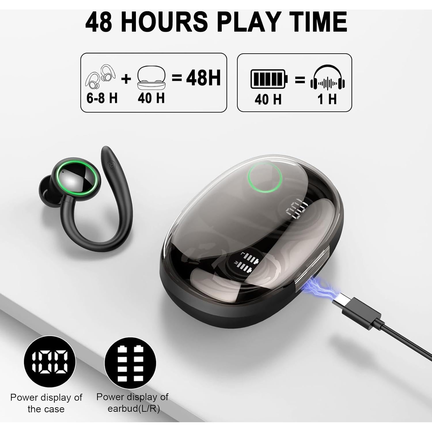 Ai Translation Earbuds Real Time, 164 AI Language Translator Earbuds,3-in-1 Translator Earbud Bluetooth 5.4 with 5 Translation Modes,48H Translatior Headphones for Travel, Business, Learning, Black
