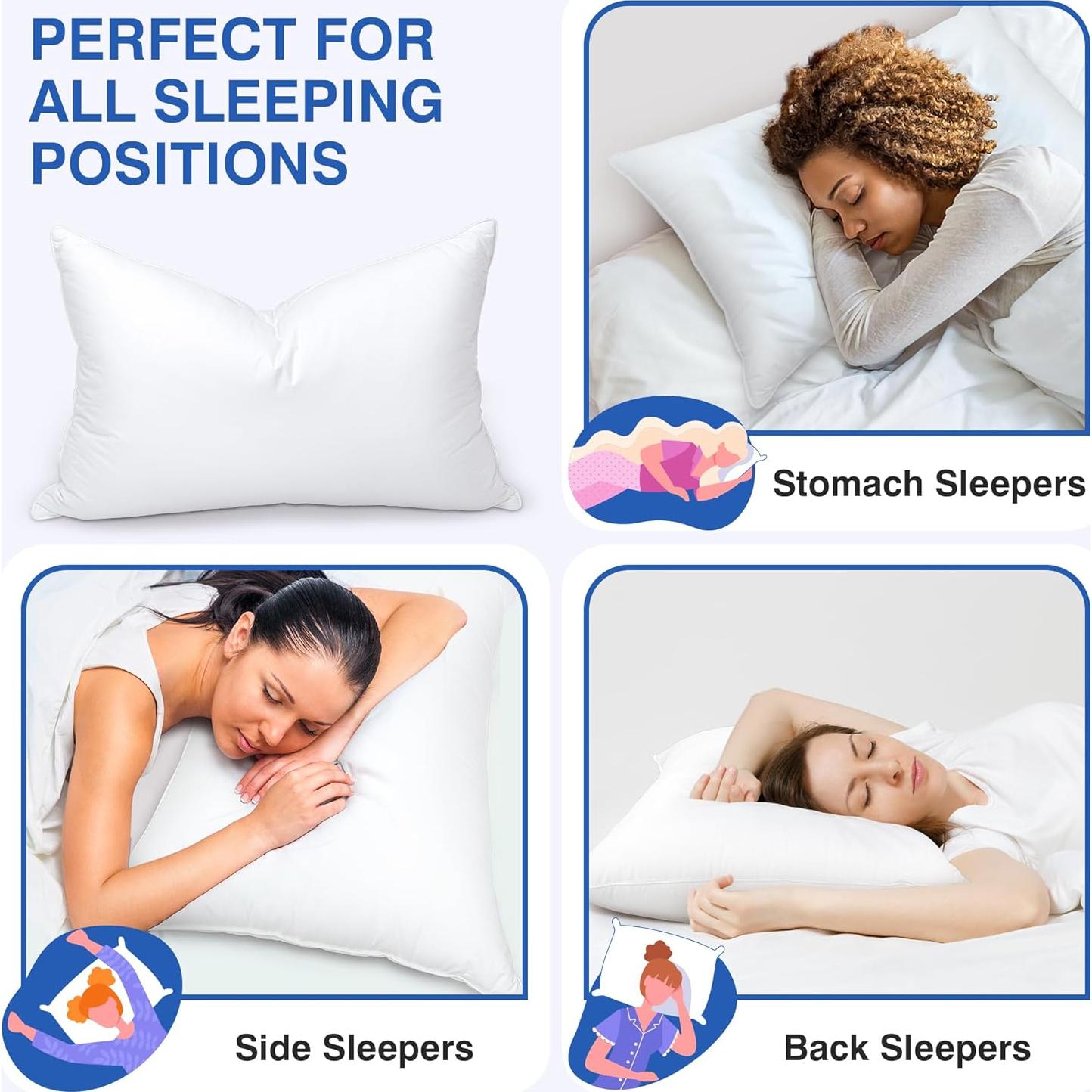 Juego de 2 almohadas de plumas de ganso Zibroges tamaño queen