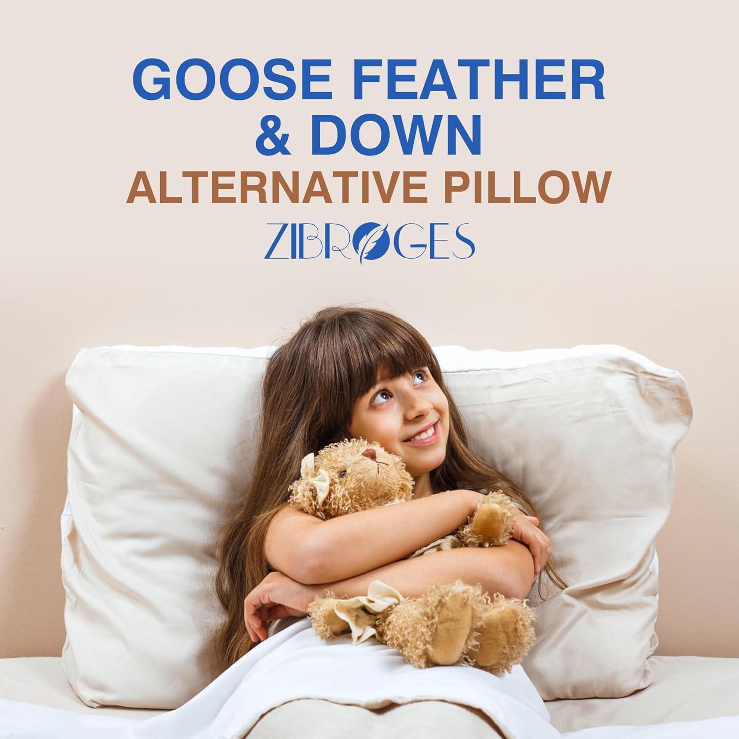 Juego de 2 almohadas de plumas de ganso Zibroges tamaño queen