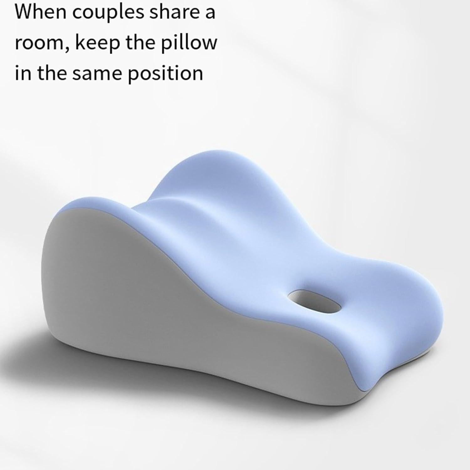 Cojín Ergonómico de Espuma Viscoelástica Azul para Parejas