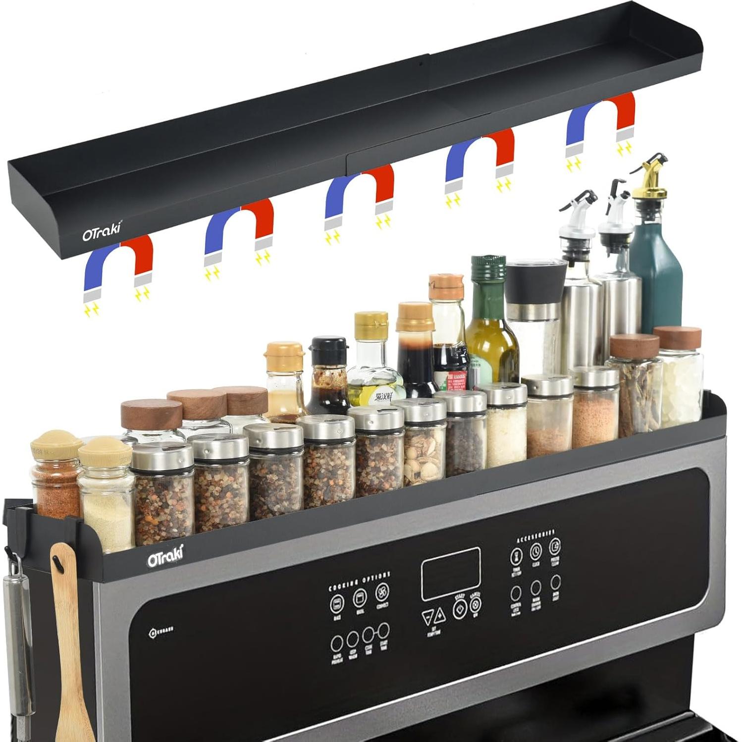 Estante Magnético OTraki Ajustable 42-81 cm Acero Inoxidable Negro